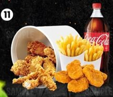Strip Bucket- 16 Strips, 6 Chicken Nuggets, 2 Fries & 1.25L Bottle Drink